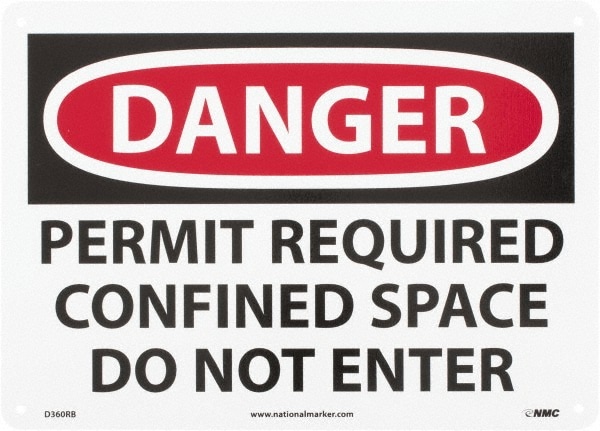 Sign: Rectangle, "Danger - Permit Required - Confined Space - Do Not Enter"