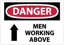 Accident Prevention Sign: Rectangle, "Danger, MEN WORKING ABOVE"