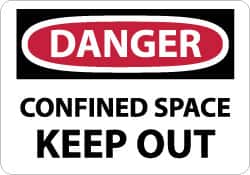 Accident Prevention Sign: Rectangle, "Danger, CONFINED SPACE KEEP OUT"