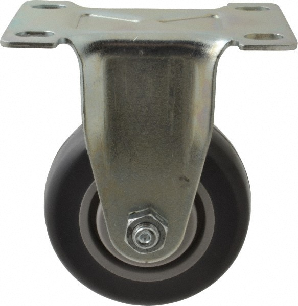 Rigid Top Plate Caster: Polyurethane, 3" Wheel Dia, 1-1/4" Wheel Width, 185 lb Capacity, 4-1/4" OAH