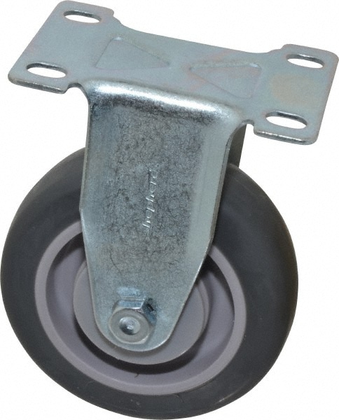 Rigid Top Plate Caster: Polyurethane, 4" Wheel Dia, 1-1/4" Wheel Width, 200 lb Capacity, 5-1/4" OAH