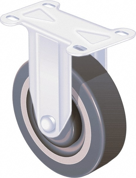 Rigid Top Plate Caster: Thermoplastic Rubber, 3" Wheel Dia, 1-1/4" Wheel Width, 165 lb Capacity, 4-1/4" OAH