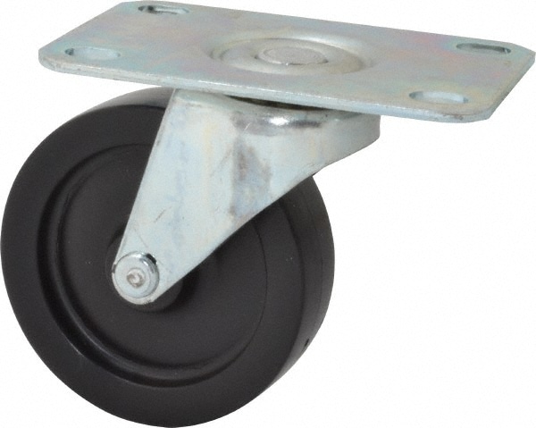 Swivel Top Plate Caster: Polyolefin, 3" Wheel Dia, 13/16" Wheel Width, 120 lb Capacity, 3-1/2" OAH