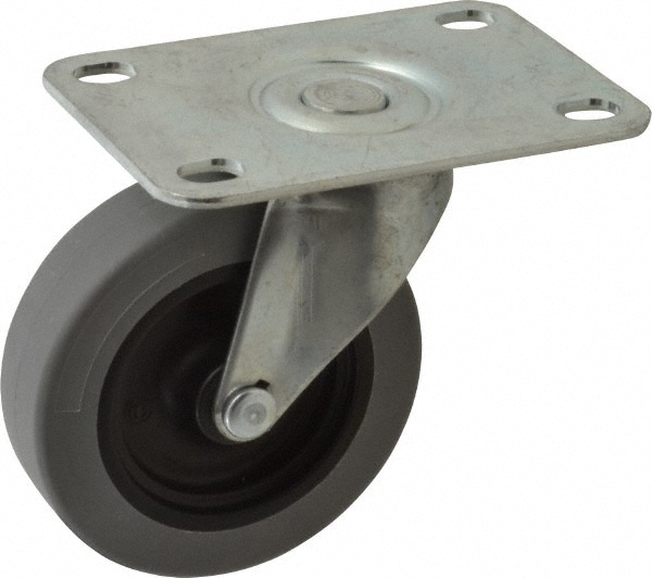 Swivel Top Plate Caster: Polyurethane, 3" Wheel Dia, 13/16" Wheel Width, 120 lb Capacity, 3-1/2" OAH