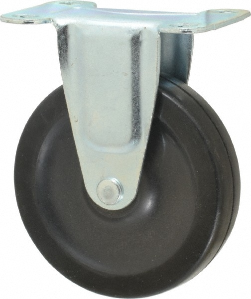 Rigid Top Plate Caster: Soft Rubber, 4" Wheel Dia, 15/16" Wheel Width, 125 lb Capacity, 4-3/4" OAH