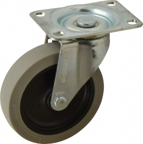 Swivel Top Plate Caster: Polyurethane, 4" Wheel Dia, 15/16" Wheel Width, 150 lb Capacity, 4-3/4" OAH