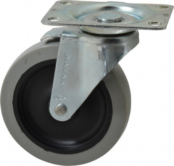 Swivel Top Plate Caster: Polyurethane, 4" Wheel Dia, 15/16" Wheel Width, 150 lb Capacity, 4-3/4" OAH