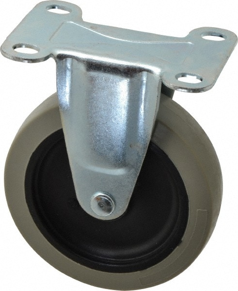 Rigid Top Plate Caster: Polyurethane, 4" Wheel Dia, 15/16" Wheel Width, 150 lb Capacity, 4-3/4" OAH