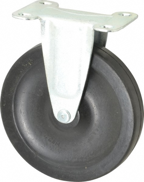 Rigid Top Plate Caster: Soft Rubber, 5" Wheel Dia, 15/16" Wheel Width, 135 lb Capacity, 5-3/4" OAH