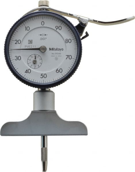 0 to 8 Inch Range, Carbide Tipped Ball Point, White Dial Depth Gage
