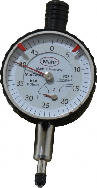 Mahr 4324000 3mm Range, 0-45 Dial Reading, 0.01mm Graduation Dial Drop Indicator 