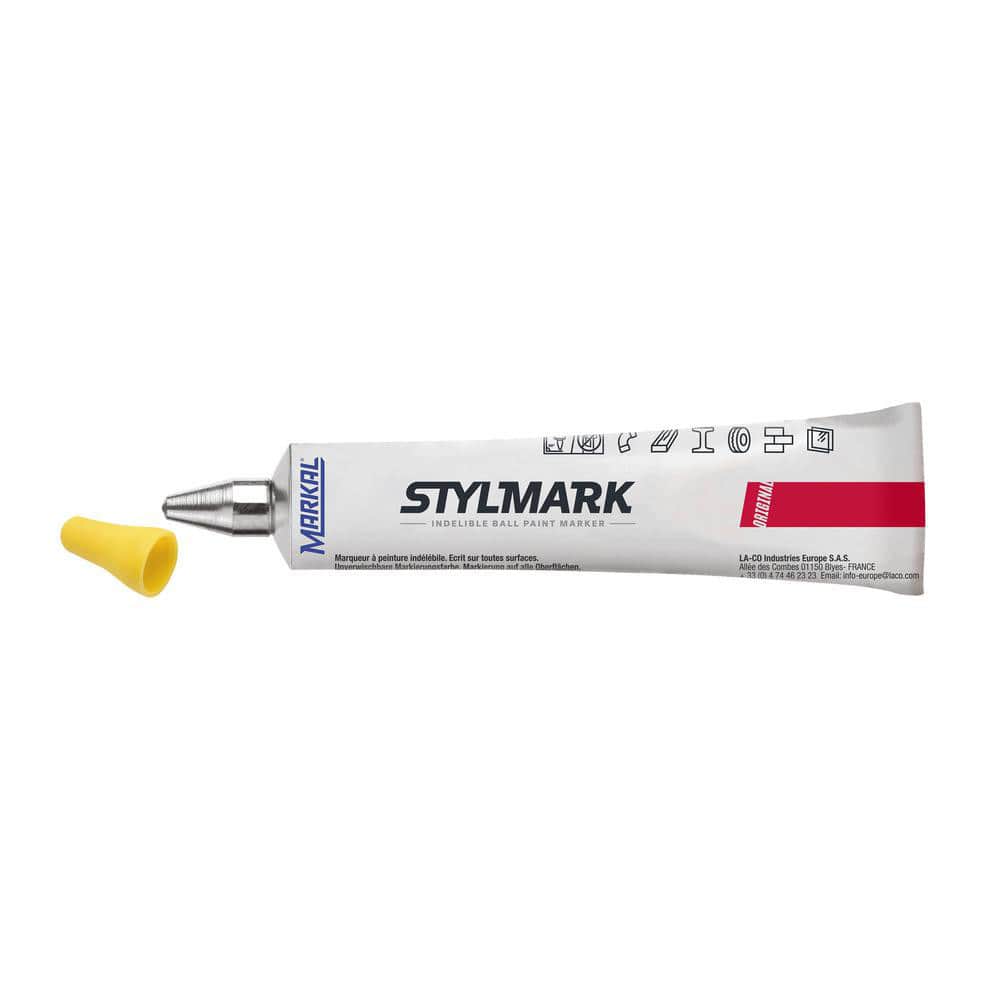 Metal-ball tip marker delivers thick paint suitable for overhead surfaces