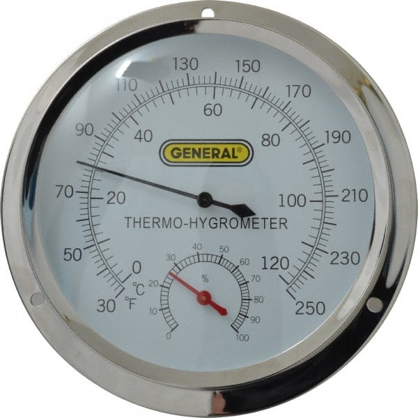 High-Temperature Analog Humidity-Temperature Meter in Stainless Steel Case