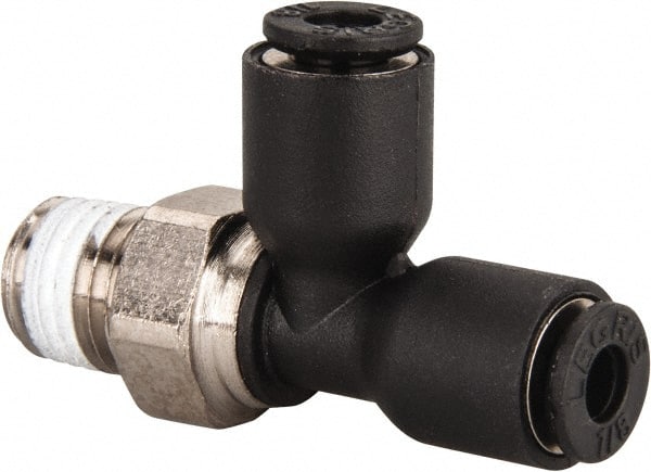 Push-To-Connect Tube Fitting: Male Run Tee, 1/16" Thread, 1/8" OD
