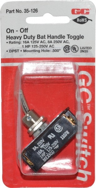GC//Waldom SPST Off-On Sequence Medium Duty Toggle Switch Bat Handle Actuato...