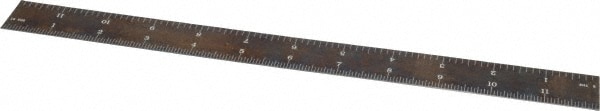 Steel Rule: 12" OAL, 4R Graduation, Rigid, 1" OAW