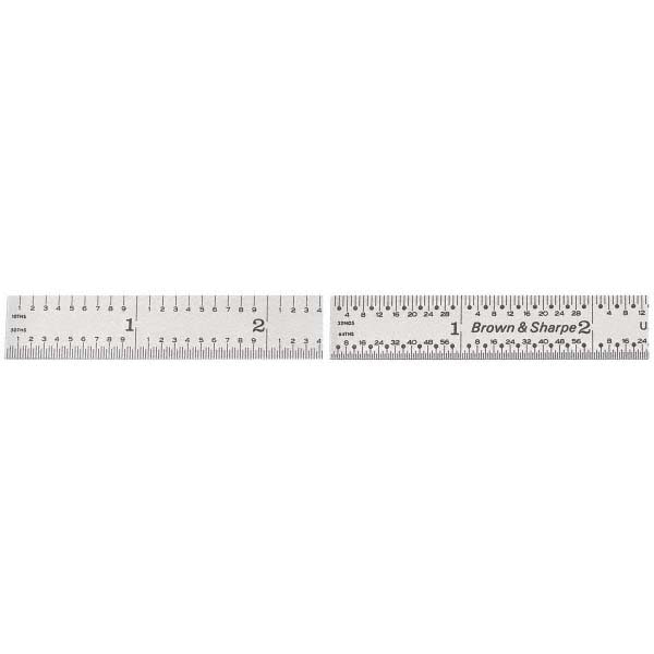 Starrett - Steel Rule: 12″ OAL, 5R Graduation, Flexible, 1/2″ OAW