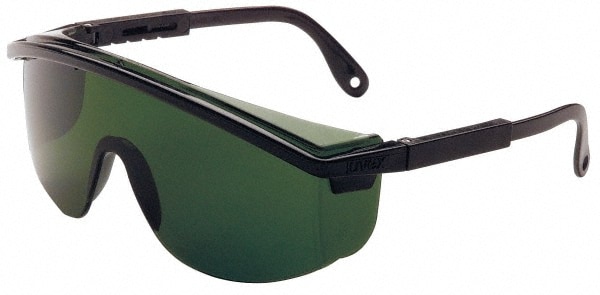 Safety Glass: Scratch-Resistant, Polycarbonate, Green Lenses, Full-Framed, UV Protection