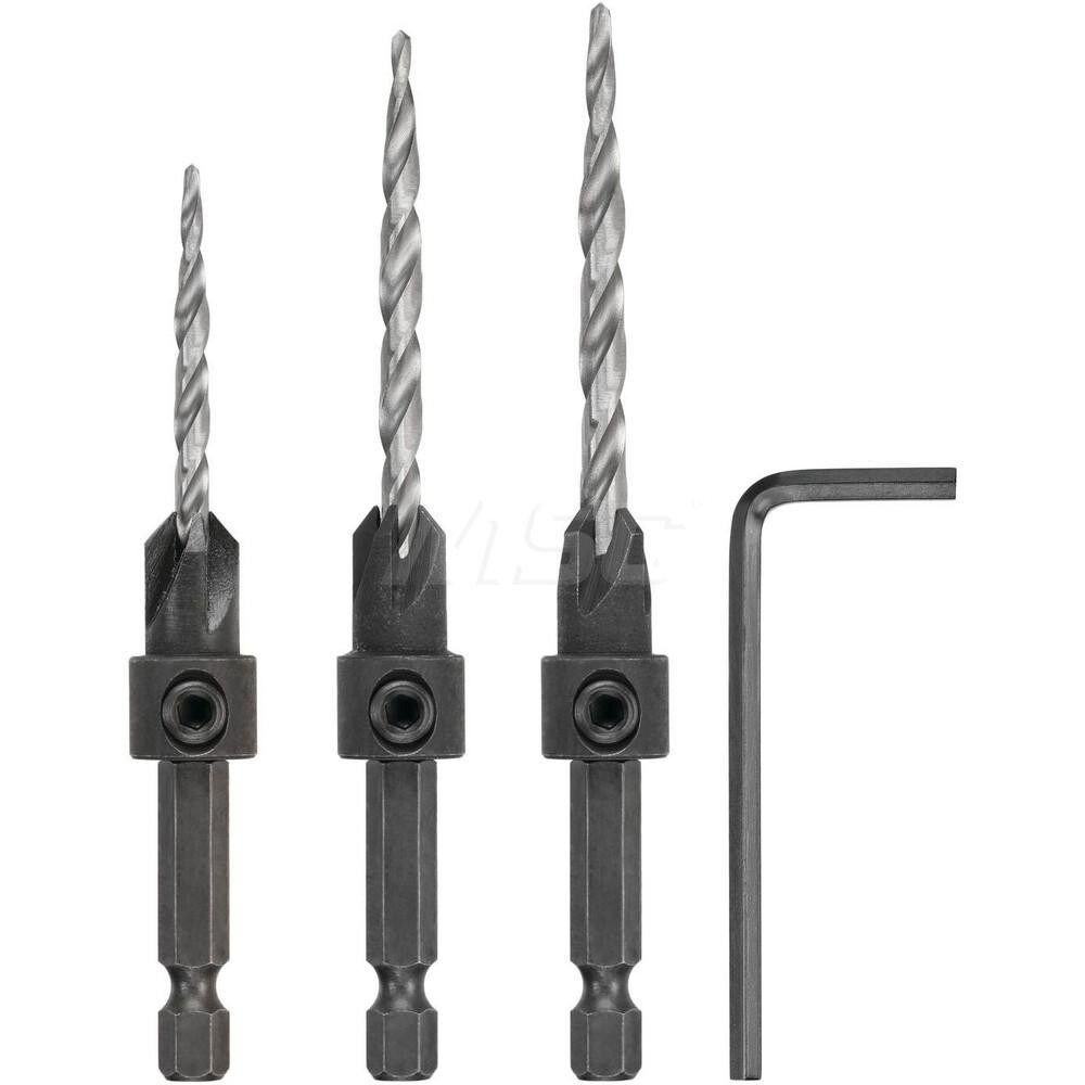 Countersink Set: 3 Pc, 0.13" Head Dia, 4 Flute