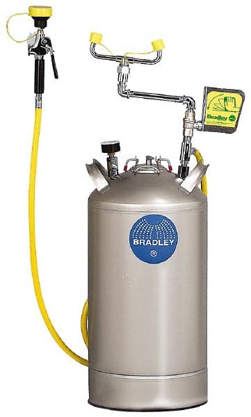 Bradley 10 Gallon 0 4 Gpm Flow Rate At 30 Psi Pressurized With Drench Hose Stainless Steel Portable Eye Wash Station 06523153 Msc Industrial Supply