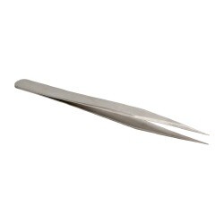 Precision Tweezer: 3-SS, Stainless Steel, Very Fine Tip, 4-3/4" OAL