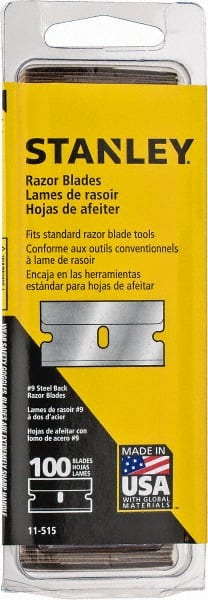 Made in USA 100 Piece Steel Single Edge Blade 1-1/2" OAL 0.009" Blade Thickness