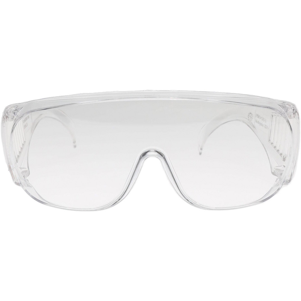 Safety Glasses: Uncoated, Polycarbonate, Clear Lenses, Frameless