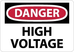 Accident Prevention Sign: Rectangle, "Danger, HIGH VOLTAGE"