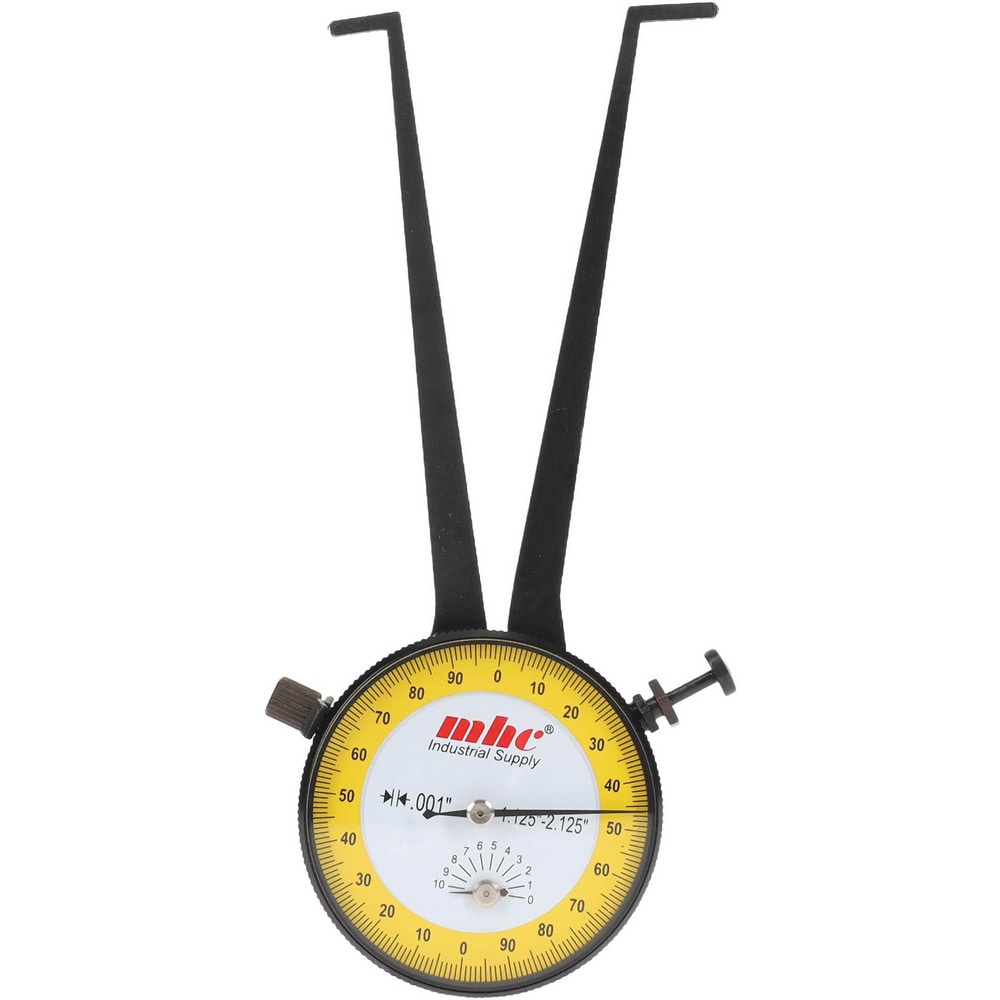 Inside Dial Caliper Gage: 1-1/8 to 2-1/8", 0.001" Graduation, 0.0015" Accuracy