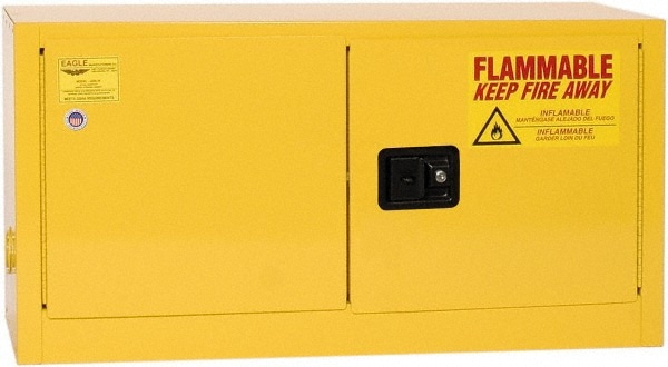 Eagle ADD15X Flammable & Hazardous Storage Cabinets: 15 gal Drum, 2 Door, Manual Closing, Yellow Image