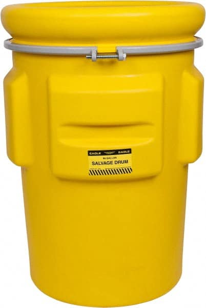 95 Gallon Capacity, Metal Band with Bolt Closure, Yellow Salvage Drum