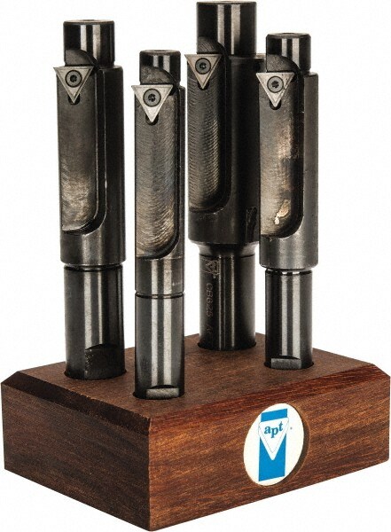 4 Piece, 3/8 to 5/8" Diam, Solid Pilot Indexable Counterbore Set