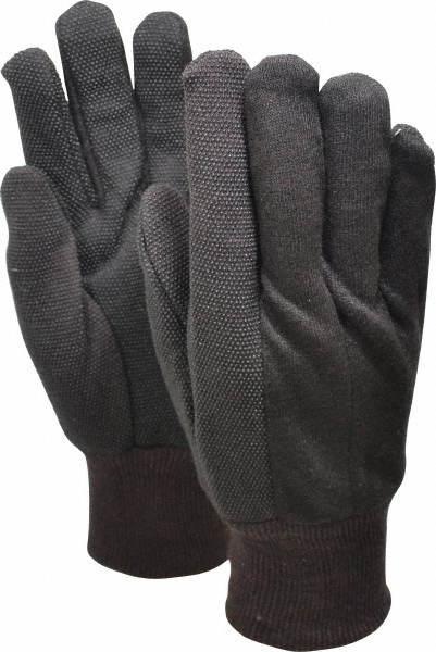 Work Gloves: PRO-SAFE Size Universal, PVC-Coated Cotton Blend, General Purpose - Brown, 10" OAL, Not Lined, Pair