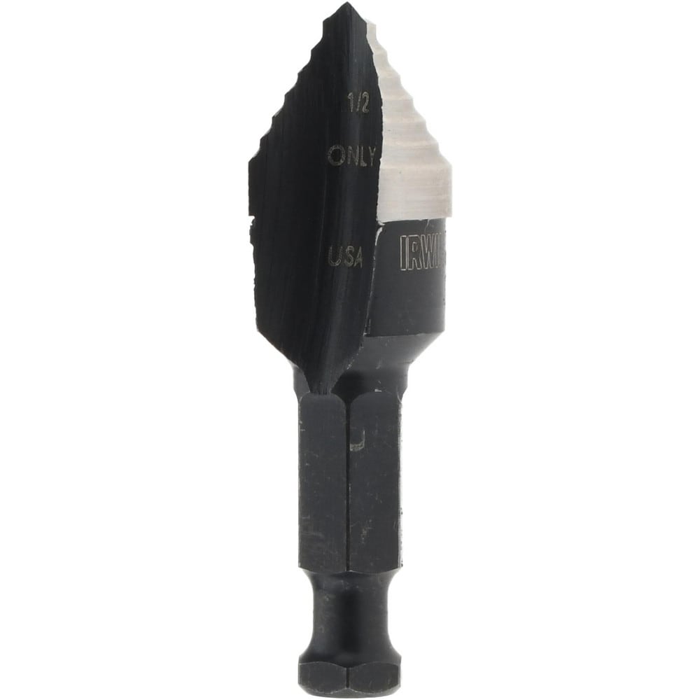 Step Drill Bit: 1/2" Dia, 1/4" Shank Dia, High Speed Steel, 1 Hole Size