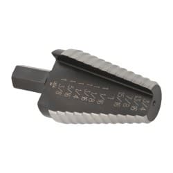 Irwin 10221 Step Drill Bits: 13/16" to 1-3/8" Hole Dia, 7/16" Shank Dia, High Speed Steel, 10 Hole Sizes 