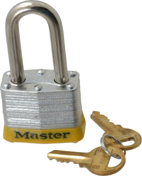 Master Lock 3KALFYLW-3223 Lockout Padlock: Keyed Alike, Laminated Steel, Steel Shackle, Yellow 