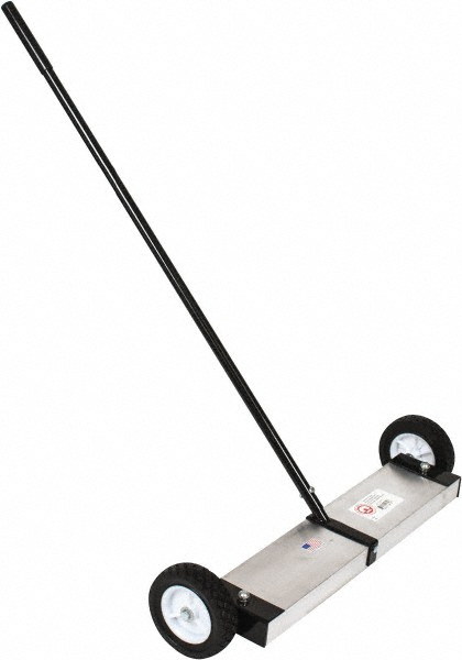 24" Sweep, Push Magnetic Sweeper with Wheels - 5" Wide x 5" High x 48" Long, 6" Wheel Dia, 2" Clearance