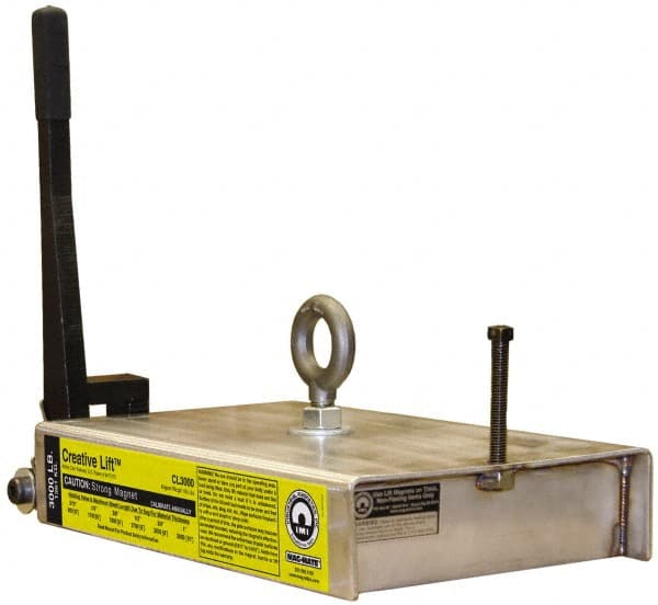 Mag-Mate CL3000 Lifting Magnet: 3,000 lb Limit, Non-Marring Roller Cam 