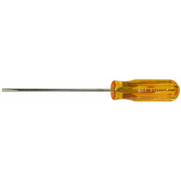 Slotted Screwdriver: 1/8" Width, 6-5/8" OAL, 4" Blade Length