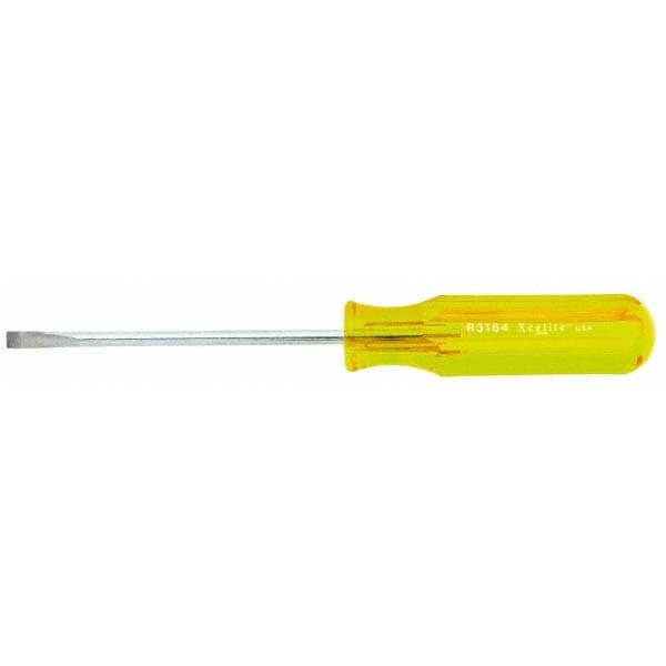 Slotted Screwdriver: 3/16" Width, 7-5/8" OAL, 4" Blade Length