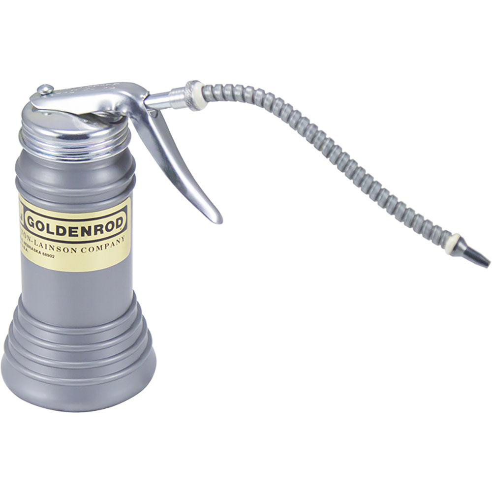 6" Long Flexible Spout, Pistol-Grip Oiler - Steel/Die Cast Zinc Pump, Plastic Body, Powder Coated