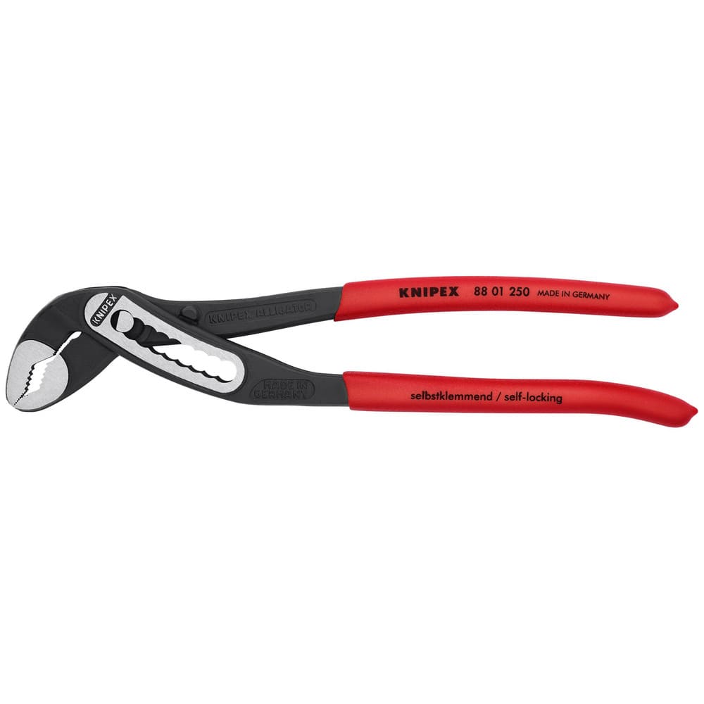 Knipex 88 01 250 Tongue & Groove Plier: 1-3/8" Cutting Capacity, Self-Gripping Jaw 