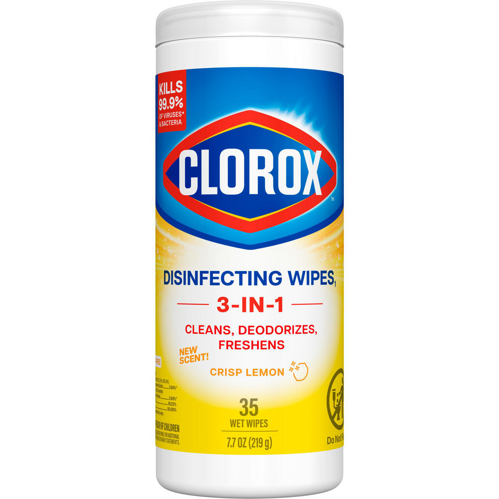 Disinfecting Wipes, Bleach Free Cleaning Wipes, 1-Ply, 7" x 8", Crisp Lemon, White