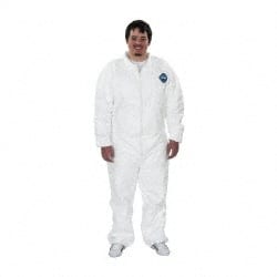 Dupont TY125SWH2X00250 Disposable Coveralls: Size 2X-Large, 1.2 oz, Film Laminate, Zipper Closure 