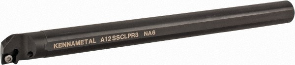 Indexable Boring Bar: A12SCLPR3, 23.62 mm Min Bore Dia, Right Hand Cut, 3/4" Shank Dia, -5 ° Lead Angle, Steel
