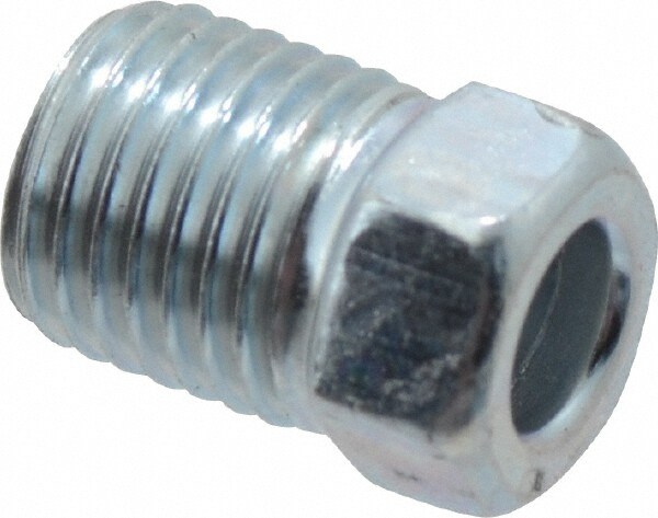 Steel Flared Tube Inverted Nut: 3/16" Tube OD, 3/8-24 Thread, 45 ° Flared Angle