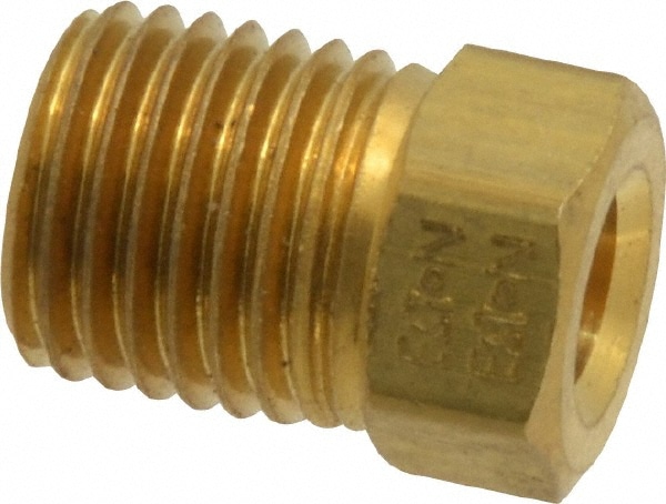 Brass Flared Tube Inverted Nut: 3/16" Tube OD, 45 ° Flared Angle