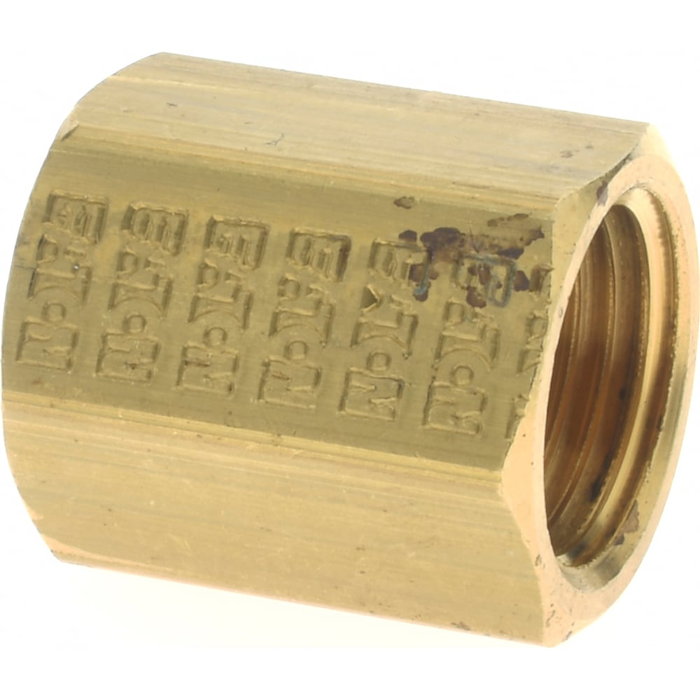 Brass Flared Tube Inverted Union: 1/4" Tube OD, 7/16 -24 Thread, 45 ° Flared Angle