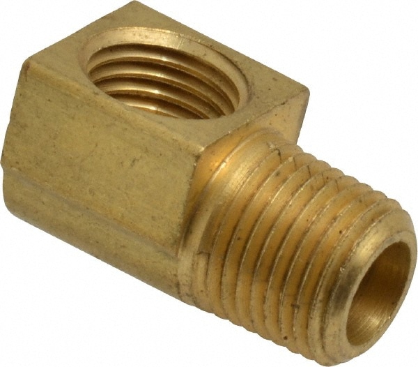 Brass Flared Tube Inverted Male Elbow: 3/16" Tube OD, 1/8 Thread, 45 ° Flared Angle