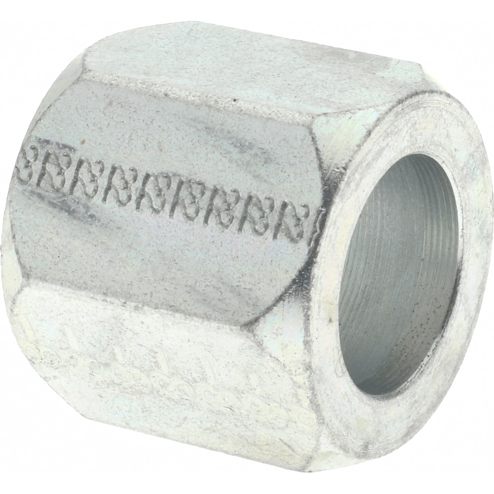 Steel Flared Tube Nut 3-Piece: 1/2" Tube OD, 3/4-16 Thread, 37 ° Flared Angle